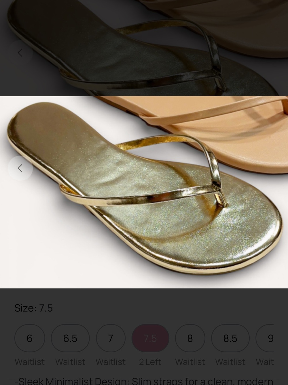 Women's Metallic Gold Minimalist Flip-Flop Sandals